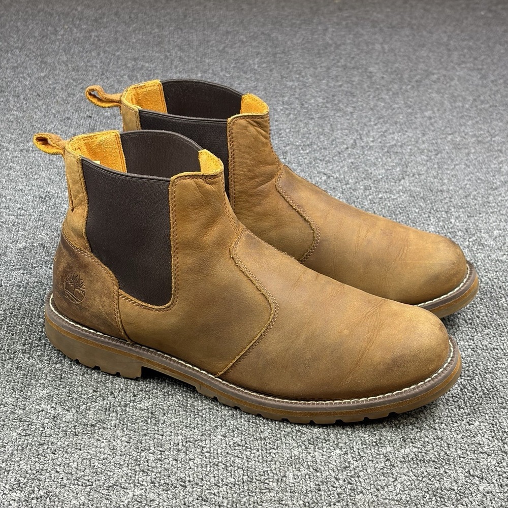 Timberland PRO Chelsea Work Boots Brown Pull On Leather Waterproof Men's Size 11